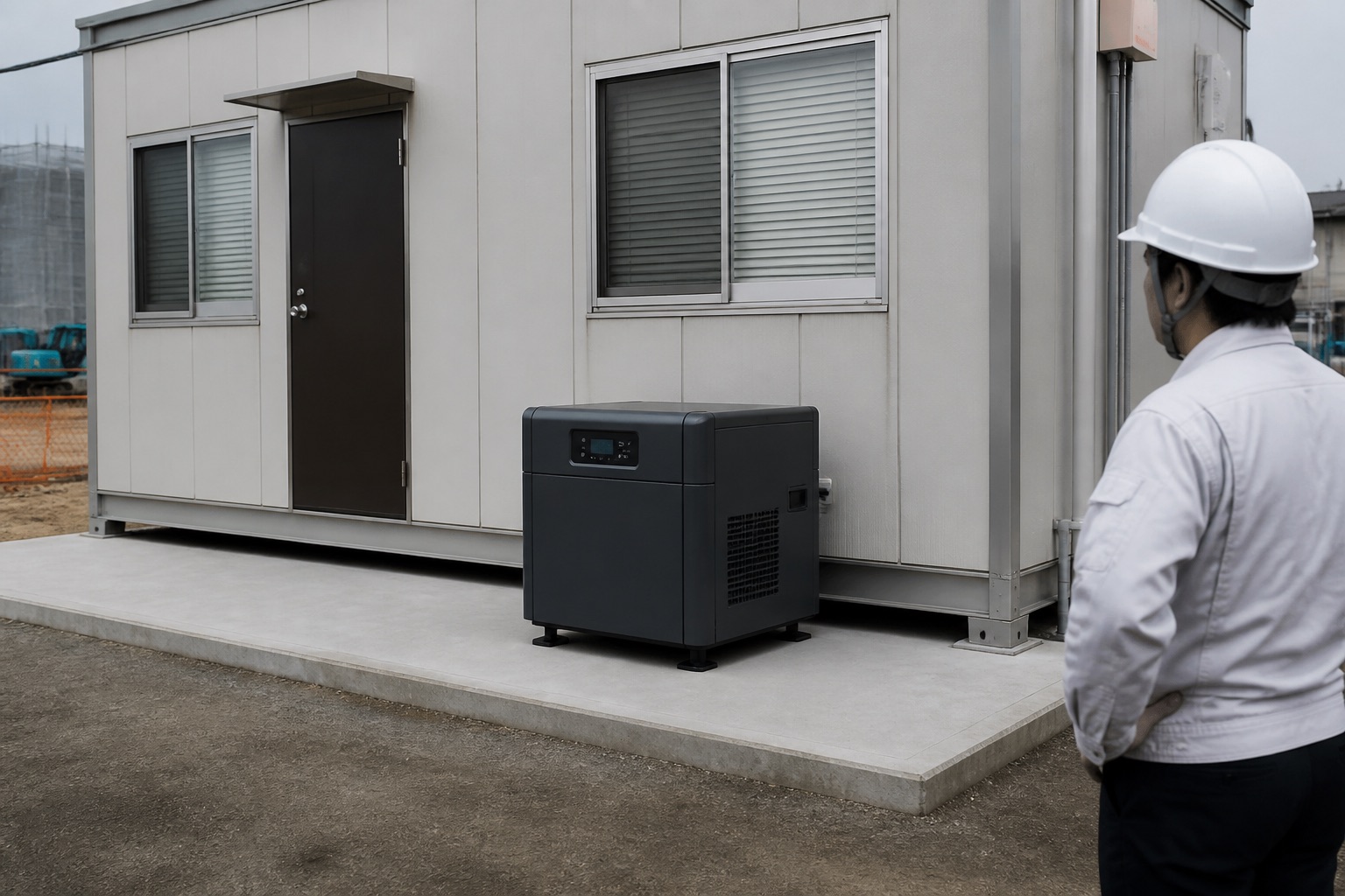 ポータブル蓄電池を水平で吸排気を塞がない場所に設置するイメージ