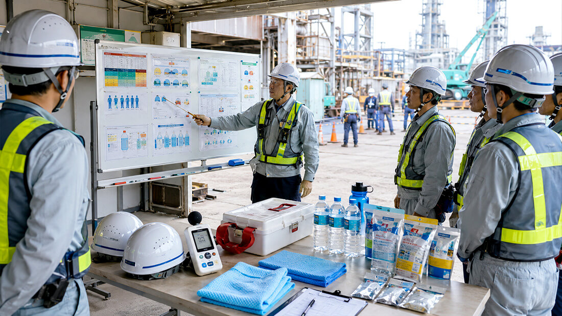 4月の準備期間で備品を確認する安全管理担当者