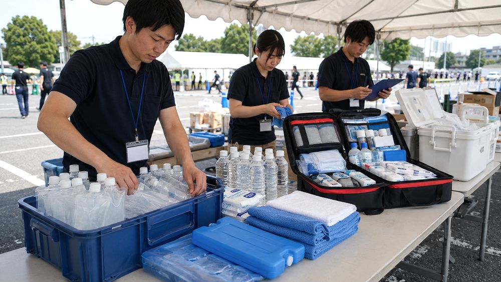 アイススラリーや応急セットを準備するイメージ