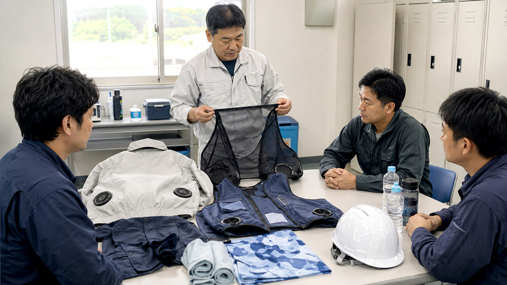 空調服とインナー・冷却ベストを組み合わせた熱中症対策