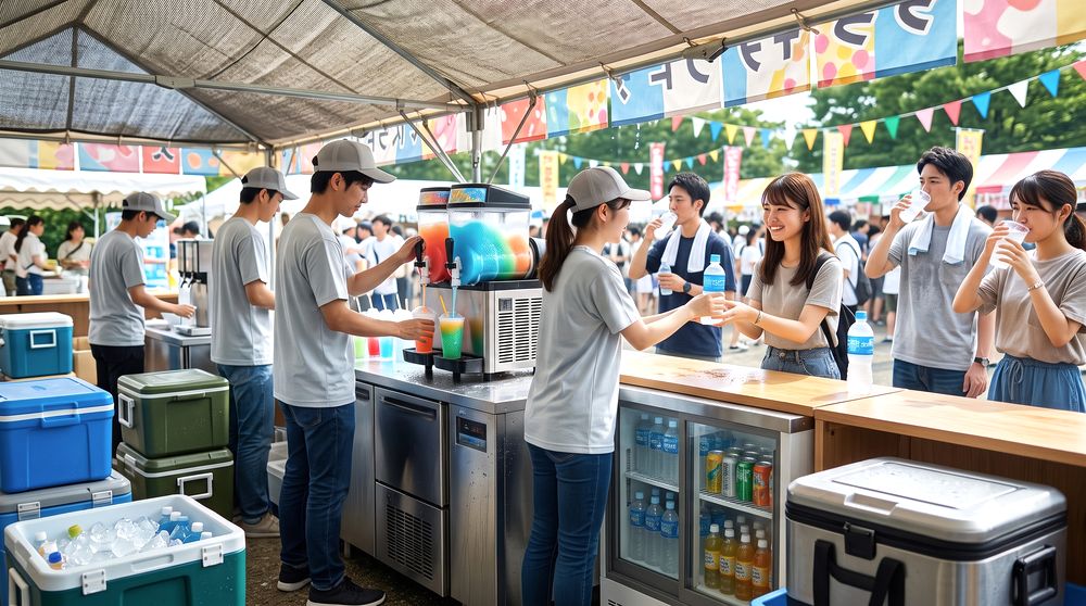 アイススラリーや冷たい飲み物を提供するイメージ