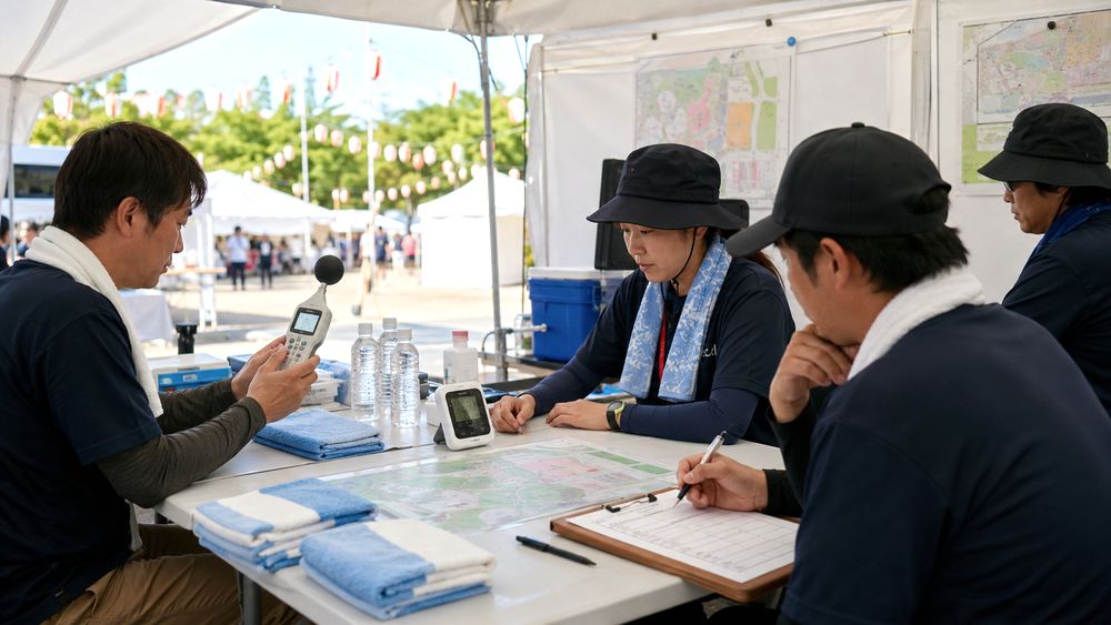 祭り本部でWBGT計を確認するイメージ