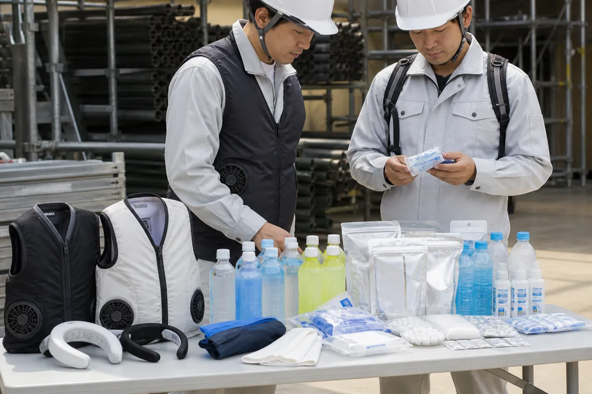 冷却ウェアと補給品を組み合わせるイメージ