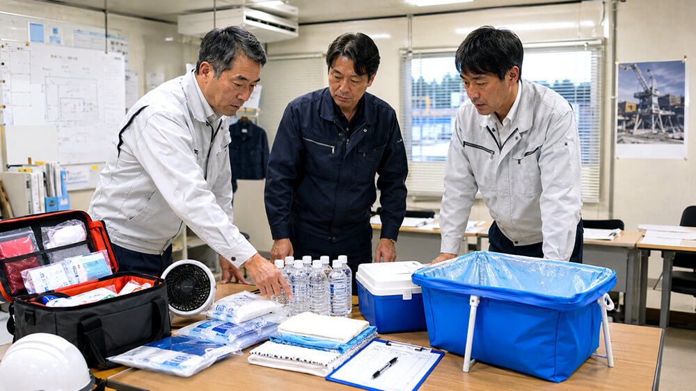 熱中症の万が一に備える応急冷却用品と応急セット