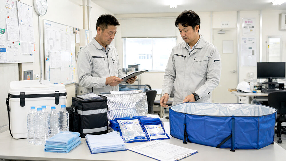 空調服以外の熱中症対策として備える応急セットと冷却用品