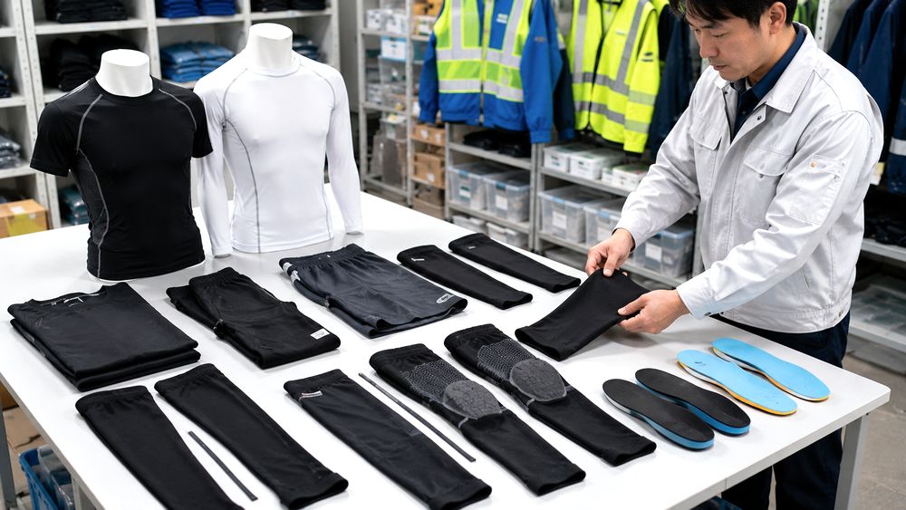 冷感インナーやアームカバーとインソールを準備するイメージ