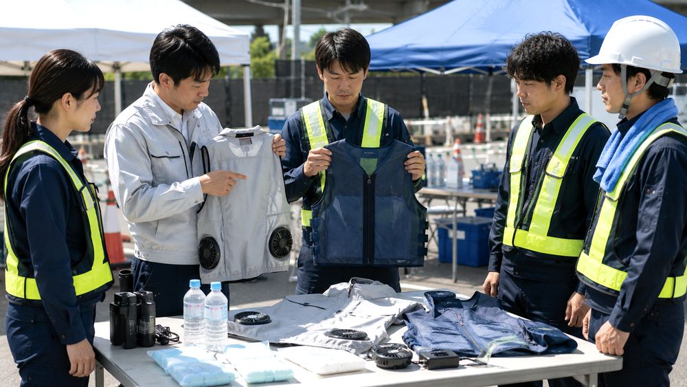 冷却ベストと空調服を比較するイメージ