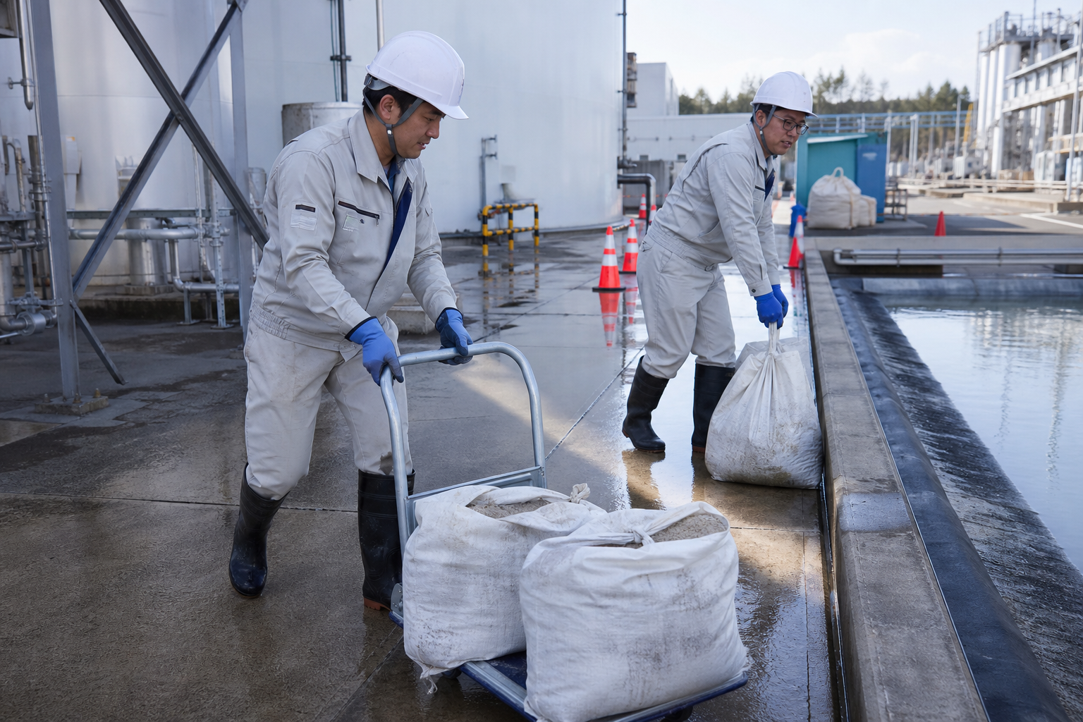 吸水した水害対策用品を安全に回収するイメージ