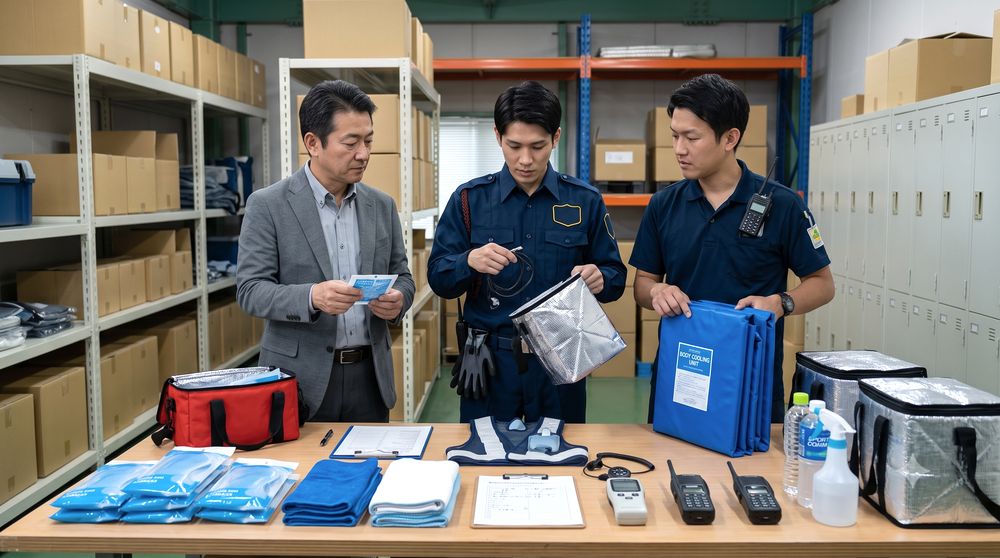 警備拠点に常備する熱中症応急用品・チェックリストのイメージ