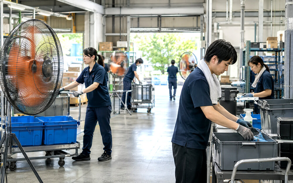 工場扇による熱中症対策のイメージ