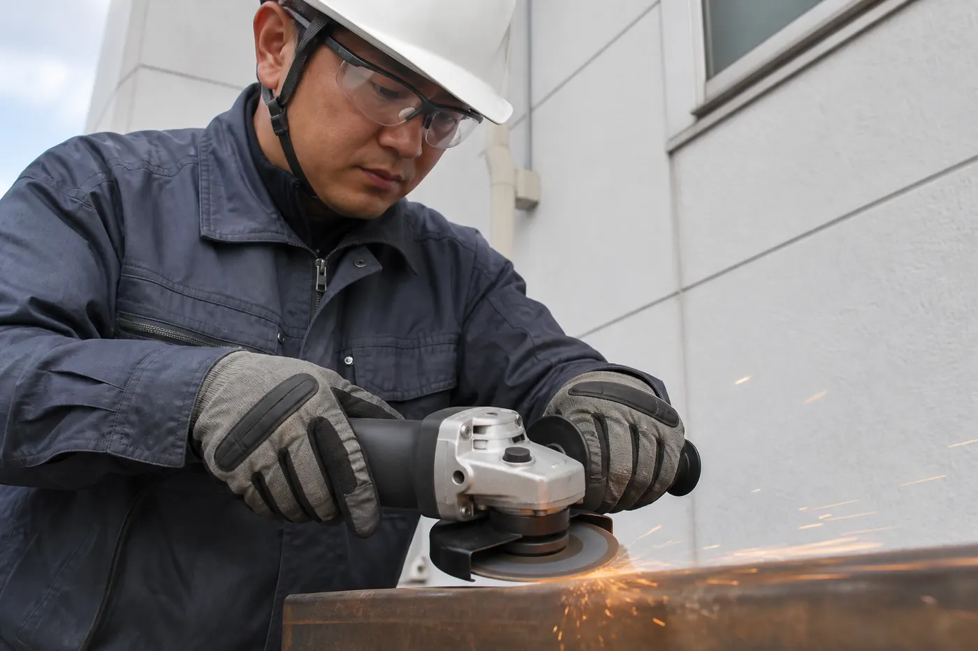 振動工具作業で防振手袋を使うイメージ