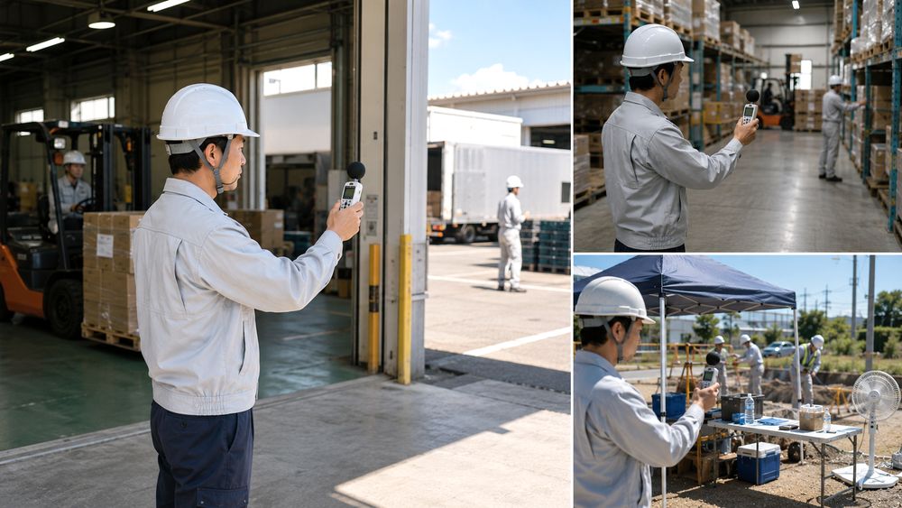 工場・倉庫の作業位置ごとのWBGT測定ポイントのイメージ