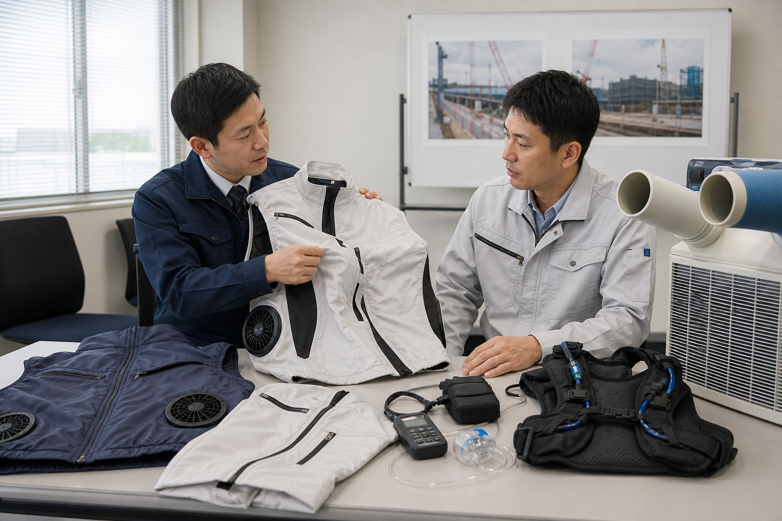 法人担当者が空調服や関連設備を選定するイメージ