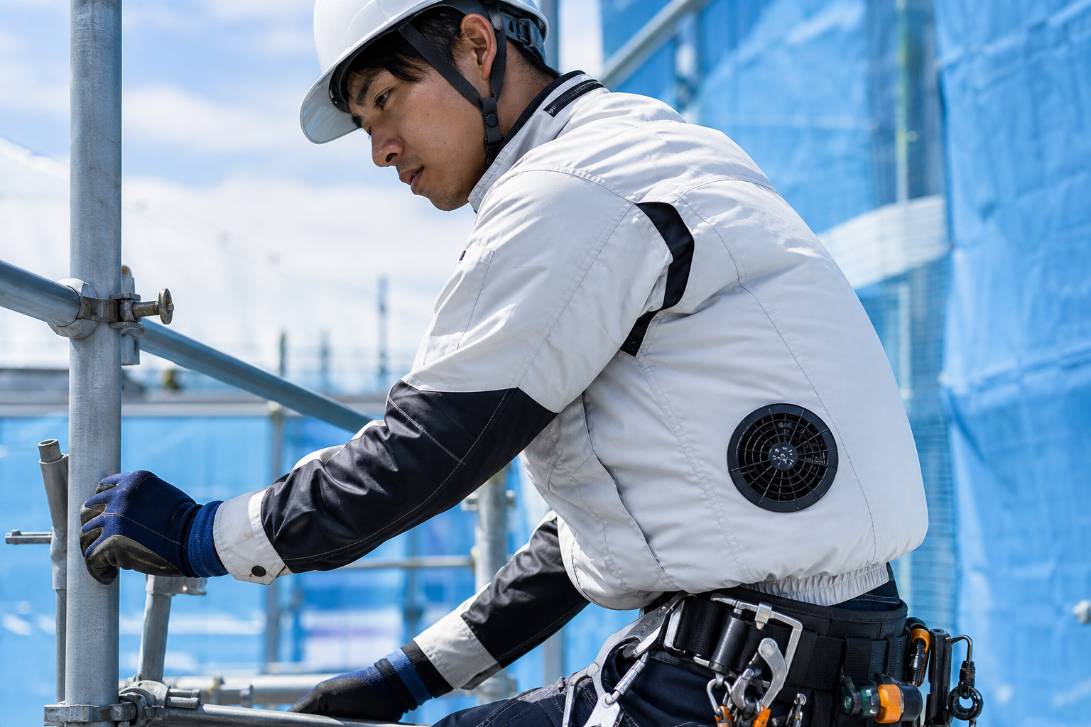 建設作業者が空調服を着用して作業するイメージ