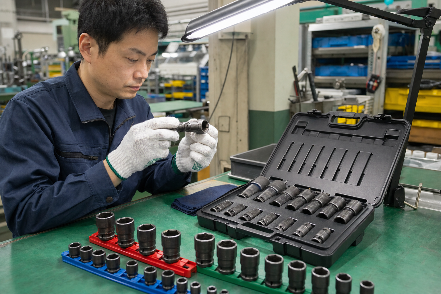 ソケットの割れ・摩耗・変形を点検しレールへ整理するイメージ